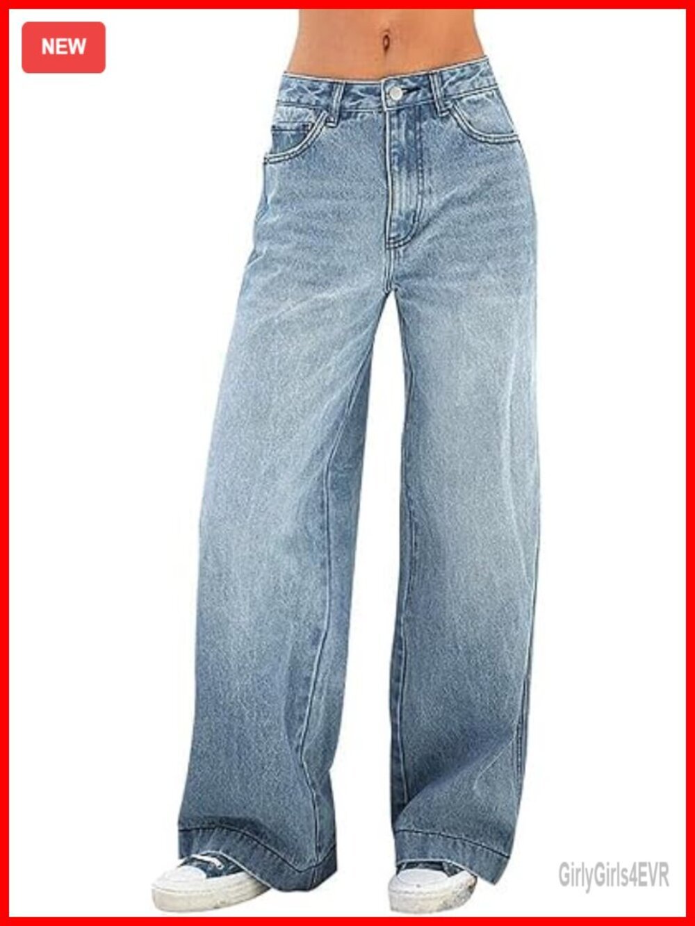Wide Leg Baggy Jeans Y2K Mid Waist Distress Vintage Denim Pants